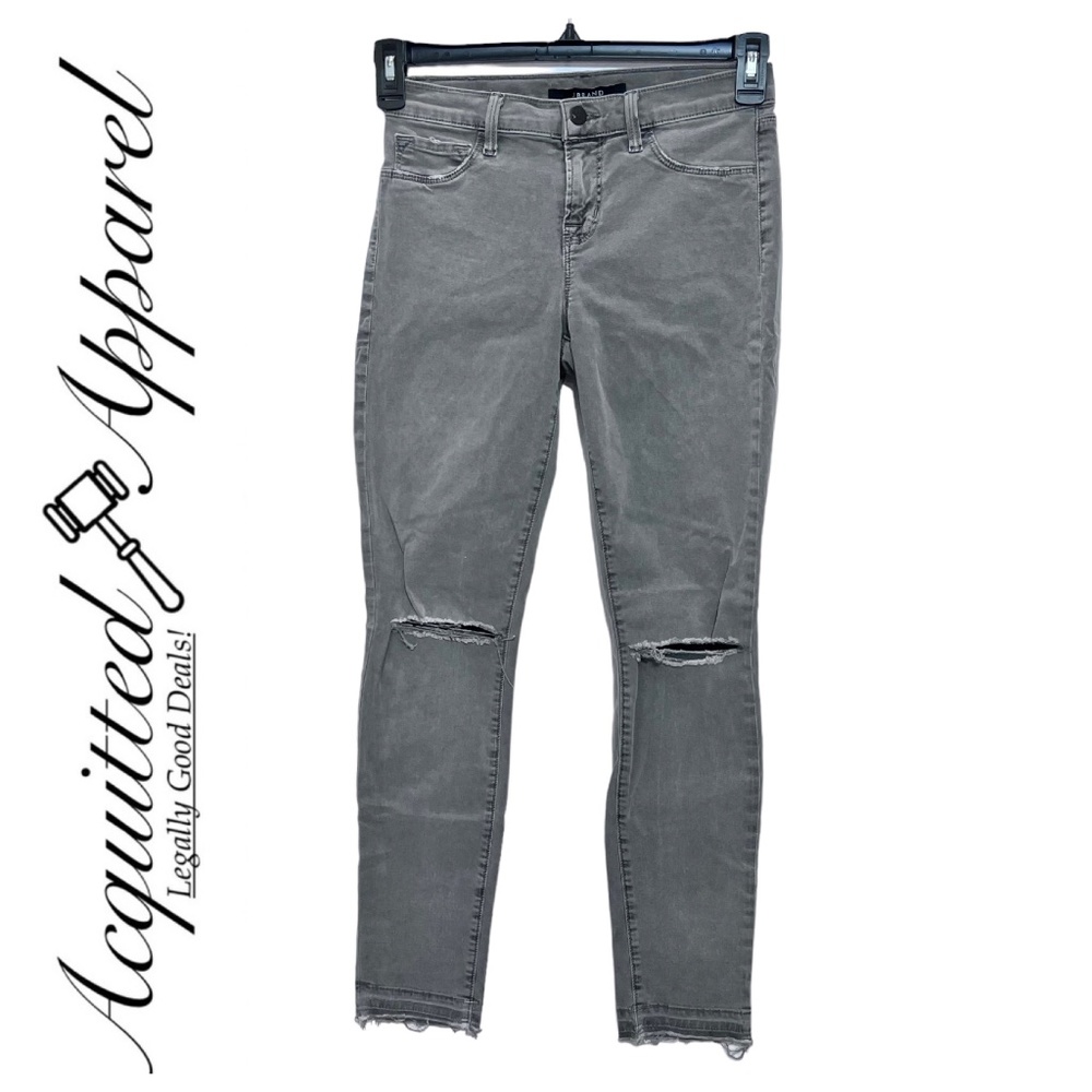 J Brand Silver Fox Skinny Leg Distressed Raw Hem Jeans